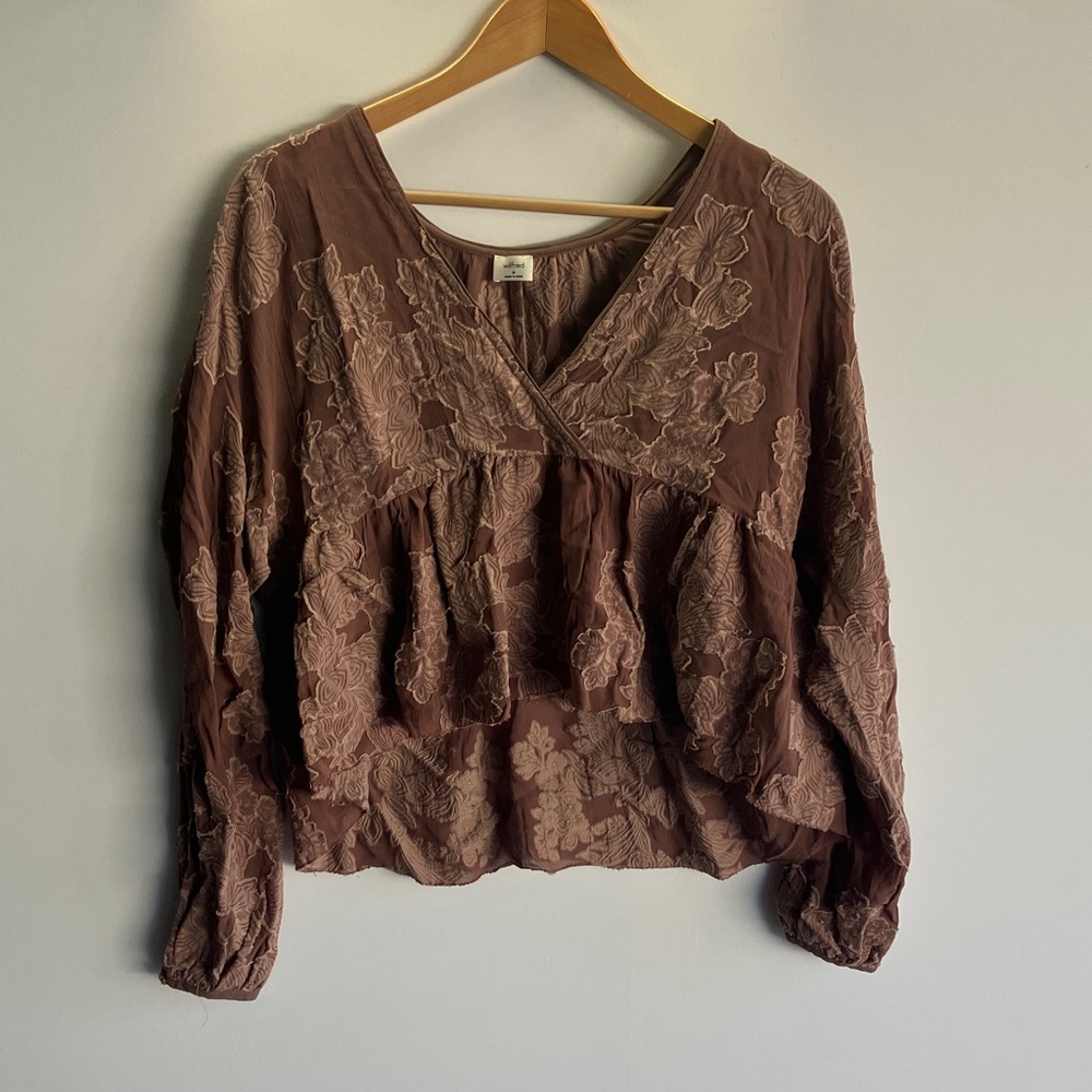 Embroidered Brown Women's Top